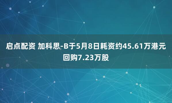 启点配资 加科思-B于5月8日耗资约45.61万港元回购7.23万股