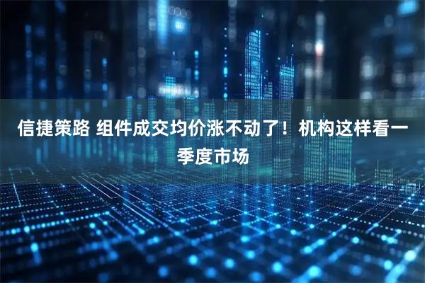 信捷策路 组件成交均价涨不动了！机构这样看一季度市场